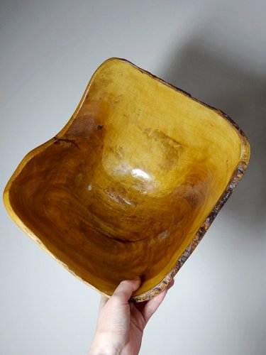 Grande coupe en bois d'olivier Riviera brutaliste artisanat circa 1950