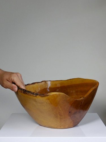 Grande coupe en bois d'olivier Riviera brutaliste artisanat circa 1950