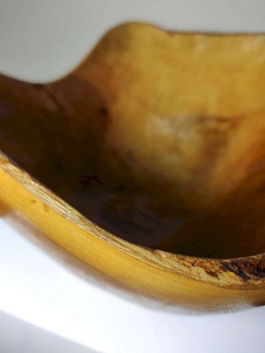 Grande coupe en bois d'olivier Riviera brutaliste artisanat circa 1950