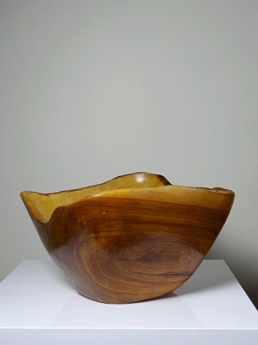 Grande coupe en bois d'olivier Riviera brutaliste artisanat circa 1950