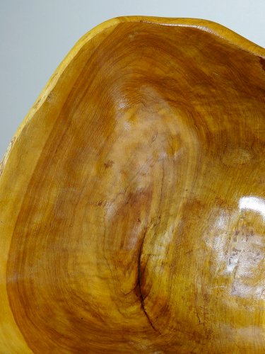 Grande coupe en bois d'olivier Riviera brutaliste artisanat circa 1950