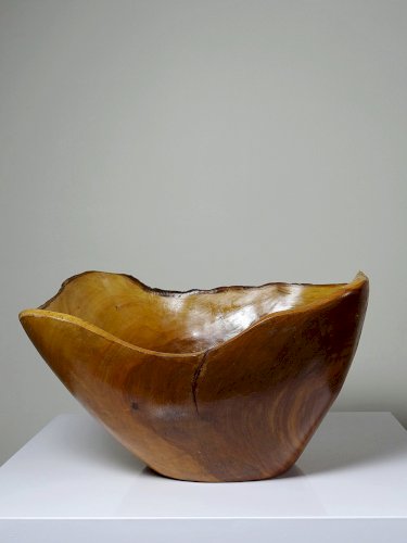 Grande coupe en bois d'olivier Riviera brutaliste artisanat circa 1950