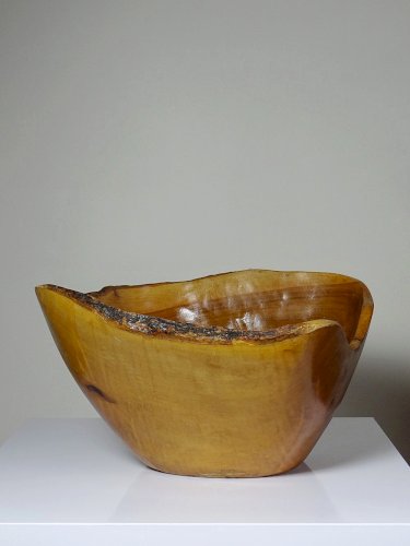 Grande coupe en bois d'olivier Riviera brutaliste artisanat circa 1950