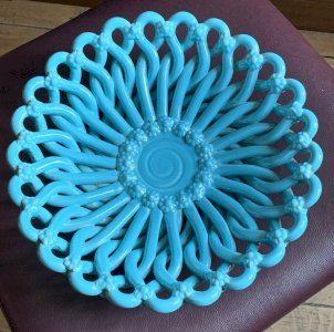 Large woven blue ceramic bowl Vallauris 1950s Massier?