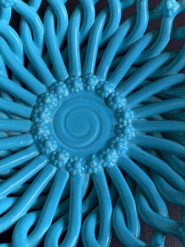 Grande coupe en céramique bleue tressée  Vallauris 1950's Massier ?