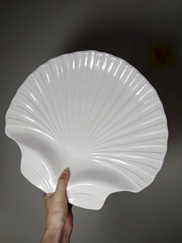 Grande coupe en céramique émaillée coquille St Jacques vintage Portugal