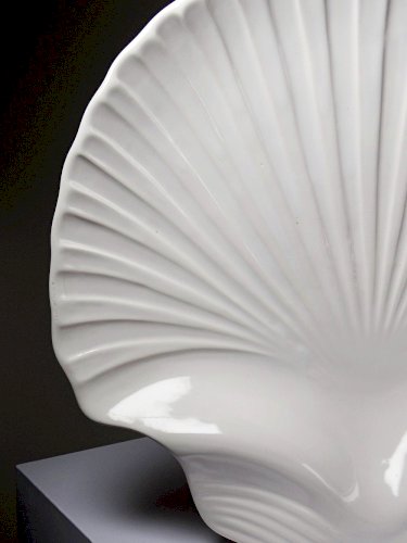 Grande coupe en céramique émaillée coquille St Jacques vintage Portugal