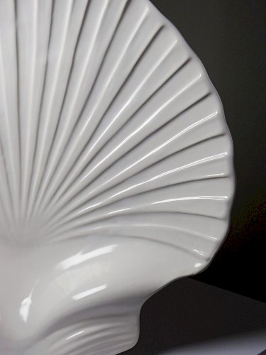 Grande coupe en céramique émaillée coquille St Jacques vintage Portugal