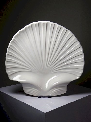 Grande coupe en céramique émaillée coquille St Jacques vintage Portugal