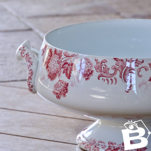 Grande coupe / saladier ancien terre de fer signé St Amand Boule de neige