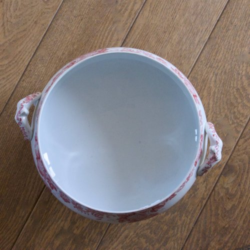 Grande coupe / saladier ancien terre de fer signé St Amand Boule de neige