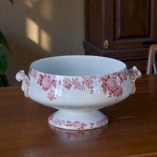 Grande coupe / saladier ancien terre de fer signé St Amand Boule de neige