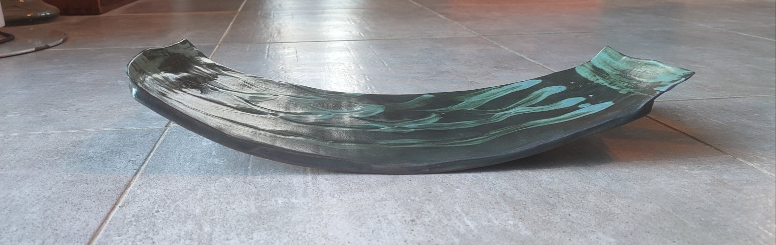 Grande coupe (signée) en grès d'atelier français années 60-70.