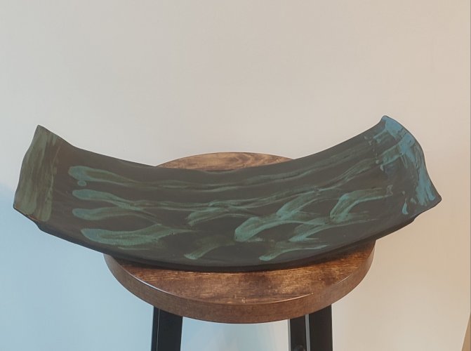 Grande coupe (signée) en grès d'atelier français années 60-70.