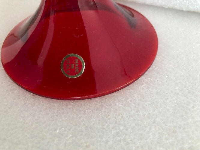 grande coupe verre rouge vintage made in italy verrerie italie italia décoration