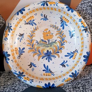 LARGE BOWL FRUIT BOWL HAND-PAINTED CERAMIC ANTIQUE