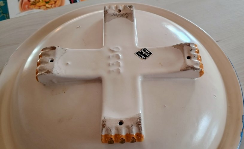 GRANDE COUPELLE COUPE FRUITS ASSIETTE CÉRAMIQUE PEINTE MAIN ANCIENNE