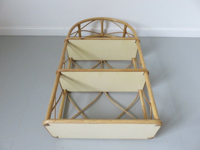 GRANDE ETAGERE A POSER EN ROTIN BAMBOU ANNEES 60 70 VINTAGE