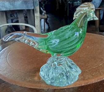 Grande Figurine Ancienne Verre  Oiseau Faisan Barovier Frères Objet De Vitrine