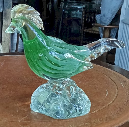 Grande Figurine Ancienne Verre  Oiseau Faisan Barovier Frères Objet De Vitrine
