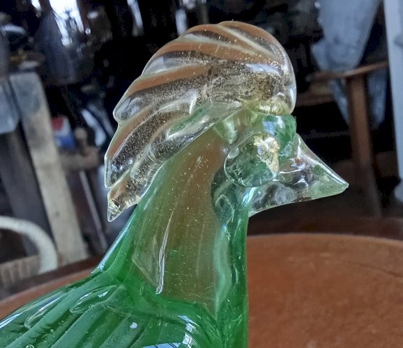 Grande Figurine Ancienne Verre  Oiseau Faisan Barovier Frères Objet De Vitrine