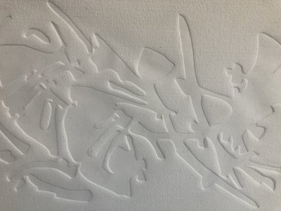 Grande Gravure Gaufrage Etienne Hadju Paysage Papier Fort Signé Art 1970