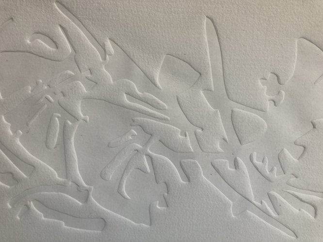 Grande Gravure Gaufrage Etienne Hadju Paysage Papier Fort Signé Art 1970