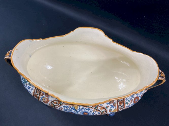 Grande jardinière oblongue en faïence de Gien décor persan époque 1880-1890