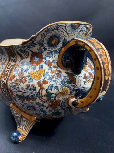 Grande jardinière oblongue en faïence de Gien décor persan époque 1880-1890