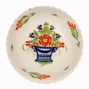 Grande jatte Saint-Clément 19e – Faïence décor fleurs – 29 cm – ancien