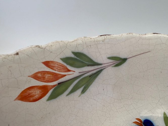 Grande jatte Saint-Clément 19e – Faïence décor fleurs – 29 cm – ancien