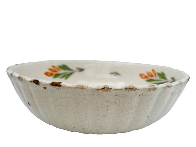 Grande jatte Saint-Clément 19e – Faïence décor fleurs – 29 cm – ancien