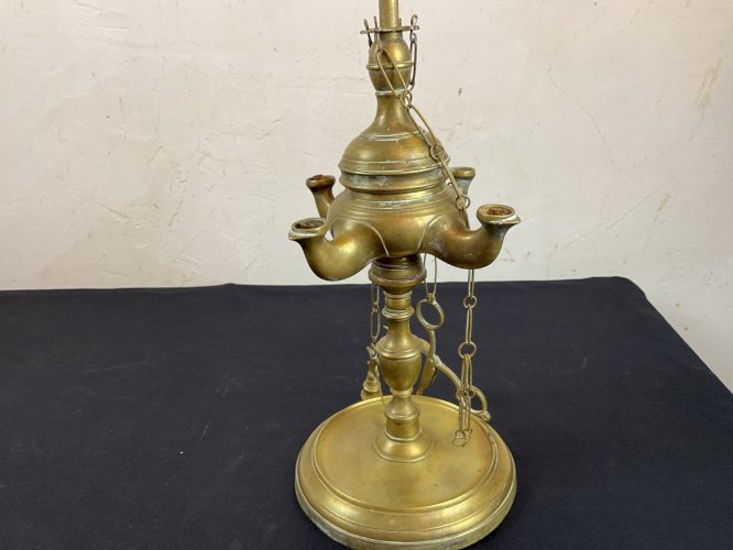 Grande lampe à huile florentine orientale XIXe laiton .