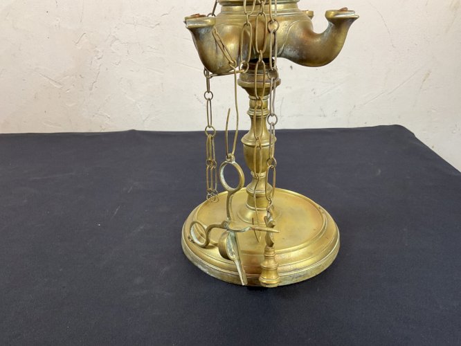 Grande lampe à huile florentine orientale XIXe laiton .