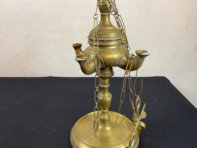 Grande lampe à huile florentine orientale XIXe laiton .