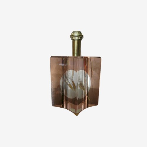 GRANDE LAMPE A INCLUSION EPI DE BLE ANNEES 70 VINTAGE