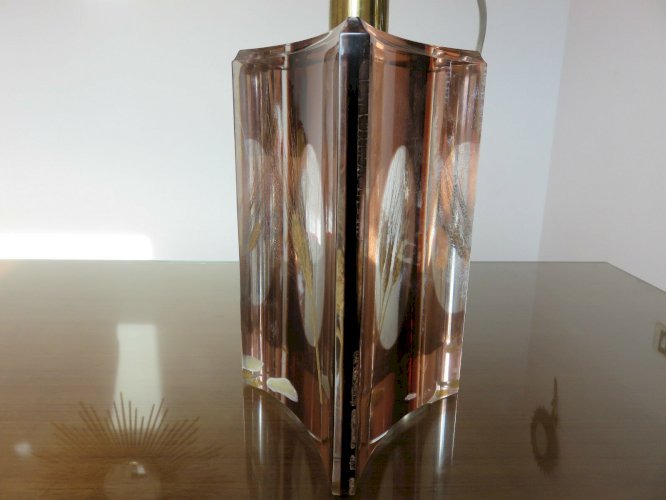 GRANDE LAMPE A INCLUSION EPI DE BLE ANNEES 70 VINTAGE