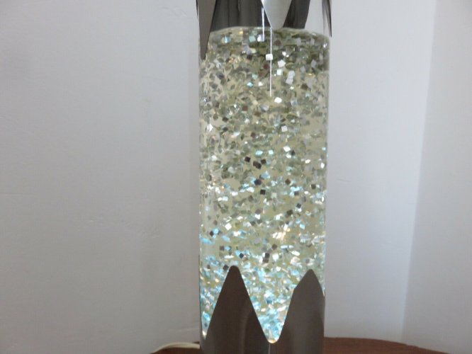 GRANDE LAMPE A PAILLETTES METAL BROSSE LUMIERE COULEUR BLEUE ANNEES 70 VINTAGE