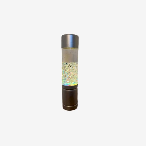GRANDE LAMPE A PAILLETTES MULTICOLORES EN ALUMINIUM ET VERRE ANNEES 70 VINTAGE 