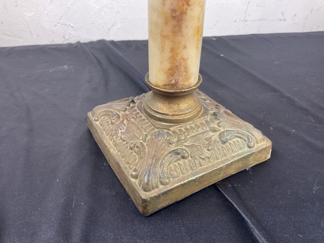 GRANDE LAMPE A PETROLE GROS TOUPIE BACCARAT CRISTAL  PIED COLONNE EMPIRE