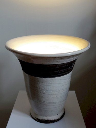 Grande lampe moderne Raku beige et brun Keramos Sèvres - René Hénon [...]