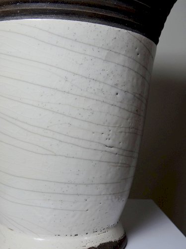 Grande lampe moderne Raku beige et brun Keramos Sèvres - René Hénon [...]