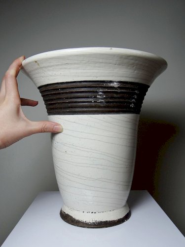 Grande lampe moderne Raku beige et brun Keramos Sèvres - René Hénon [...]