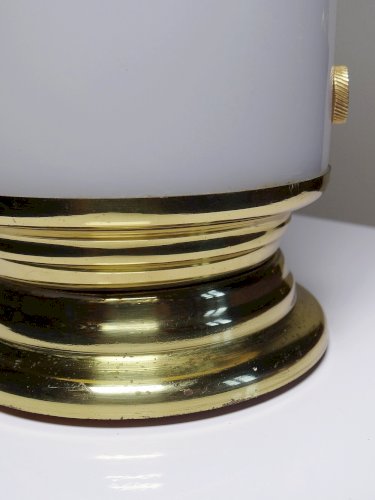 Grande lampe vintage années 50-60 tube plexiglas opalescent support métal doré
