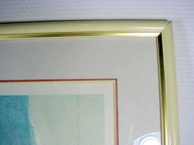 Grande Litho Couleurs XX° INGENUE Signée Valadié Cadre sous Verre & Marie-louise