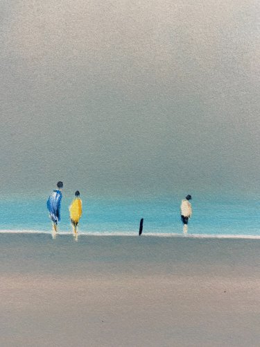 Grande lithographie numérotée signée Pierre DOUTRELEAU Après-midi sur la plage