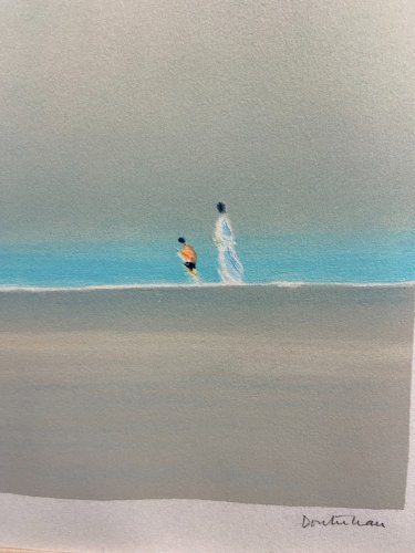 Grande lithographie numérotée signée Pierre DOUTRELEAU Après-midi sur la plage