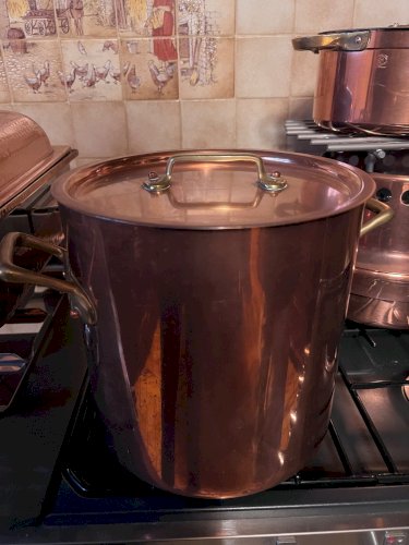 Grande marmite / faitout en cuivre – Intérieur étamé – Format professionnel