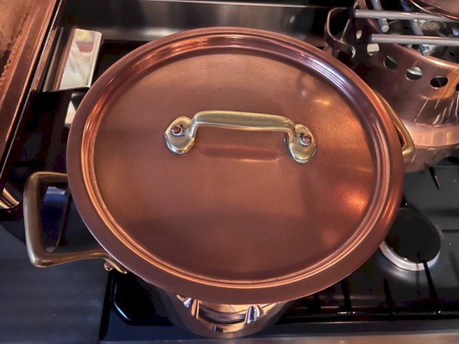 Grande marmite / faitout en cuivre – Intérieur étamé – Format professionnel