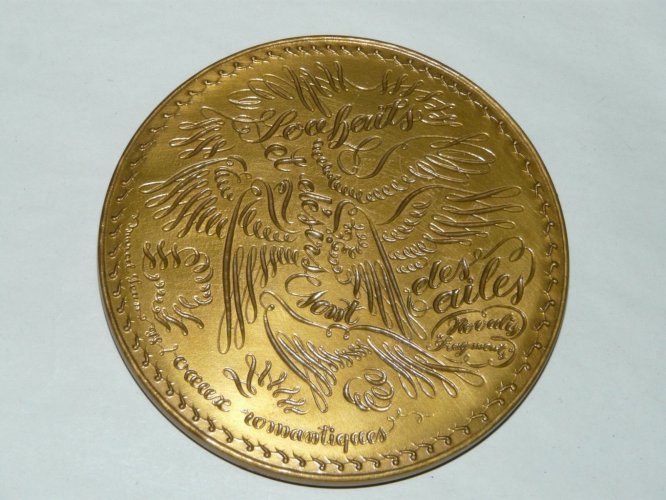 -GRANDE MEDAILLE BRONZE FLORENTIN SIGNEE Marcel Jean VOEUX ROMANTIQUES 1979